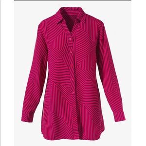 Chico’s striped side pocket button down blouse